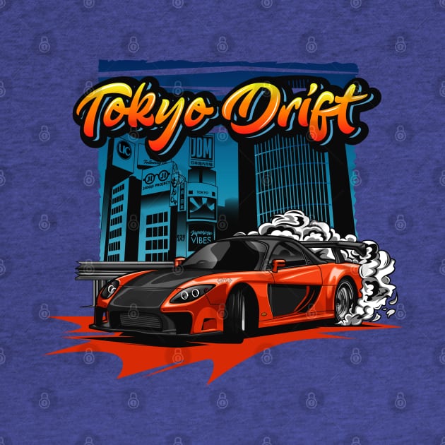 Tokyo Drift RX7 Illustration (Orange) by Jiooji Project